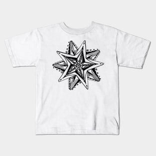 Star Tangles 4 Black Lines - an Aussie Tangle by Heather - See Description Note for Colour Options Kids T-Shirt